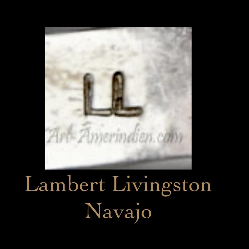Signed - Lambert Livingston, Navajo. Vintage Blue Diamond Turquoise Earrings - Picture 5 of 5